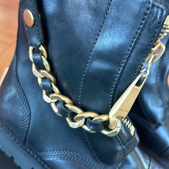 Zadig & Voltaire Joe Cecilia leather combat moto boots with gold chain NWT 36/5 - Picture 14 of 17
